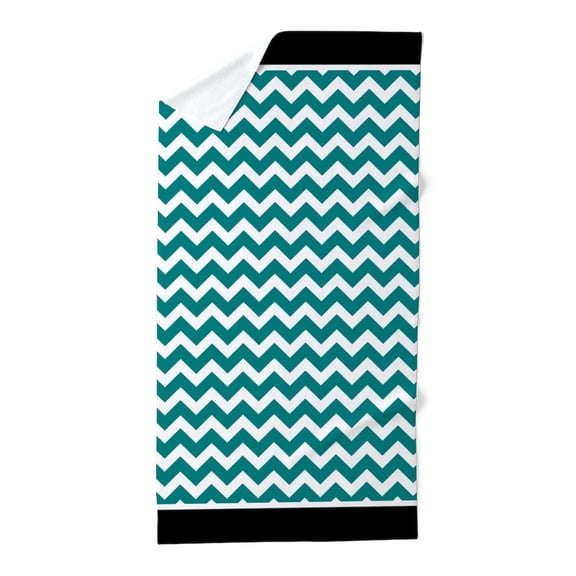 CafePress - Teal Chevron Pattern Black Trim - Large Beach Towel, Soft 30"x60" Towel with Unique Design