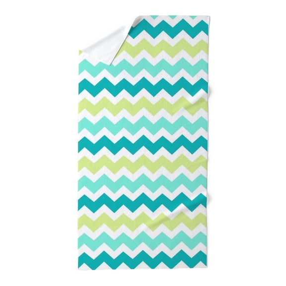 CafePress - Teal Lime Green Chevron Pattern - Large Beach Towel, Soft 30"x60" Towel with Unique Design