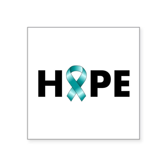 CafePress - Teal Ribbon Hope Products2 - Square Sticker 3" x 3"