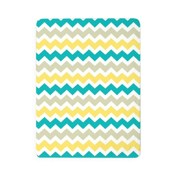 CafePress - Teal Yellow Beige Chevron Pattern - Large Sherpa Fleece Throw Blanket 80" x 60"