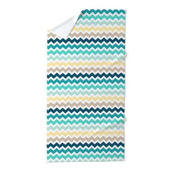 CafePress - Teal Yellow Chevron Pattern - Large Beach Towel, Soft 30"x60" Towel with Unique Design