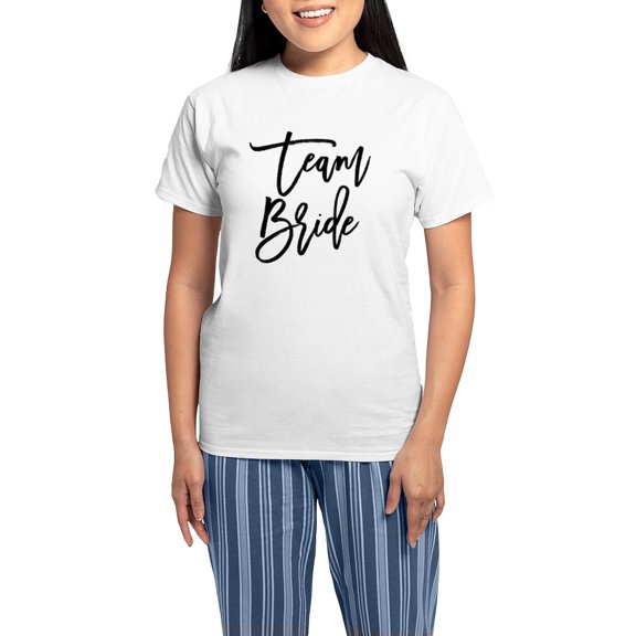 CafePress - Team Bride Pajamas - Women's Short Sleeve Print T-Shirt and Pants Light Cotton Pajama Set