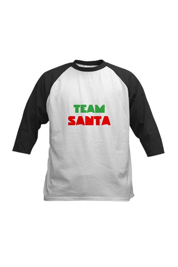 - Team Santa Baseball Jersey - Kids Cotton Baseball Jersey, 3/4 Sleeve Shirt