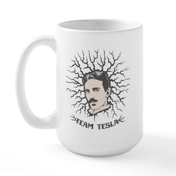 CafePress - Team Tesla Large Mug - 15 oz Ceramic Large White Novelty Mug