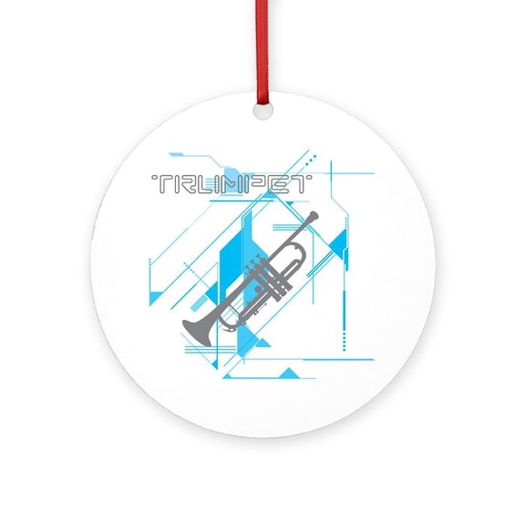 CafePress - Tech Trumpet -  Round Wood Ornament 4"