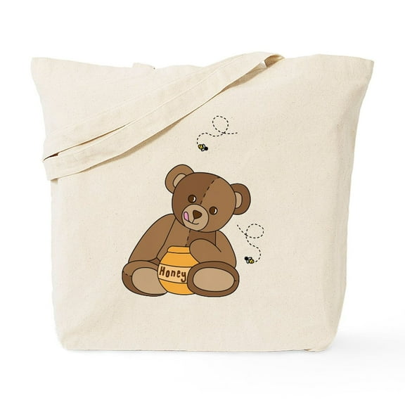 CafePress - Teddy Bear And Honey Tote Bag - Unisex Canvas Tote Bag, Beige, 1-Piece