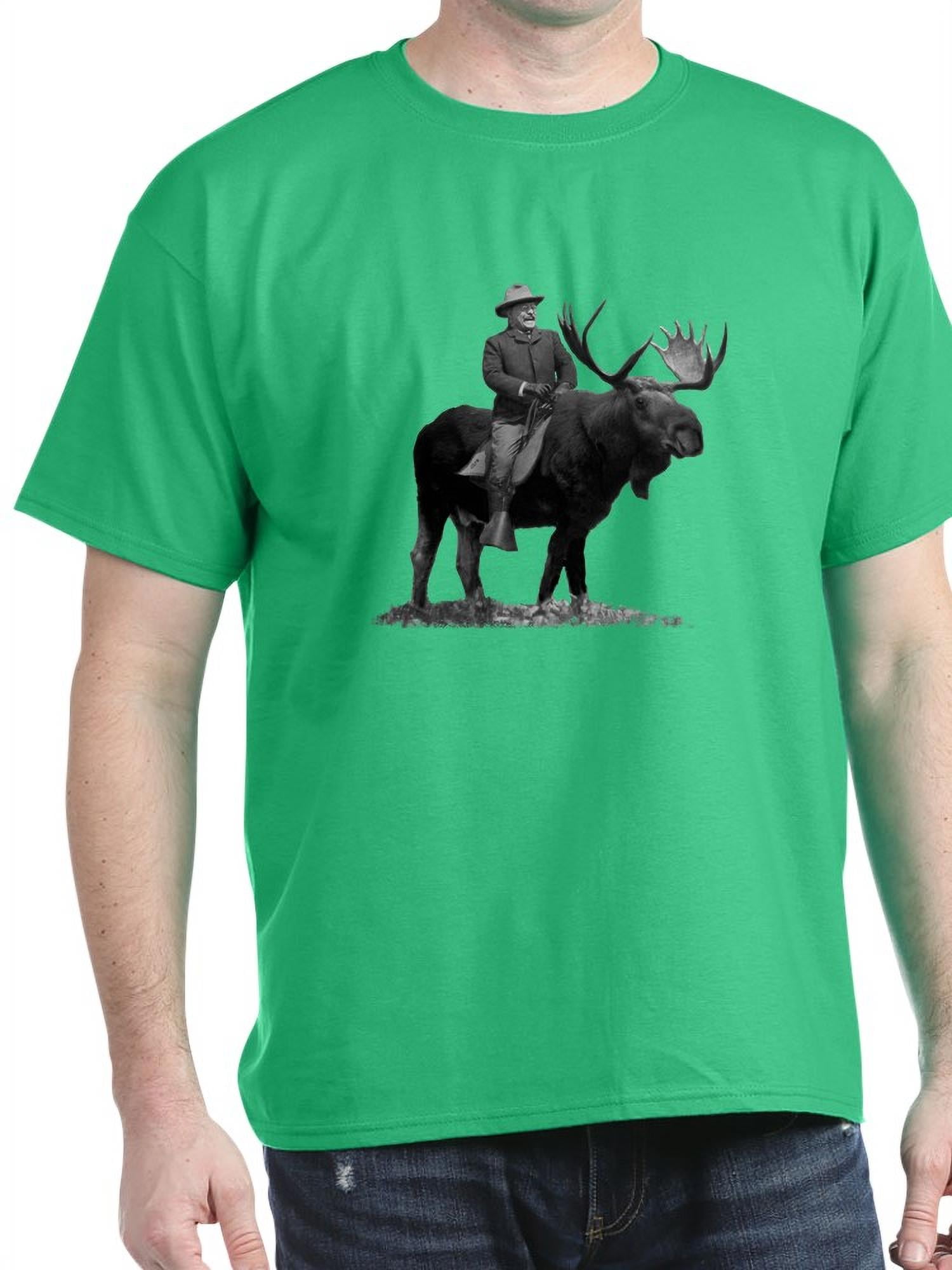 CafePress - Teddy Roosevelt Riding A Bull Moose T Shirt - 100% Cotton T ...