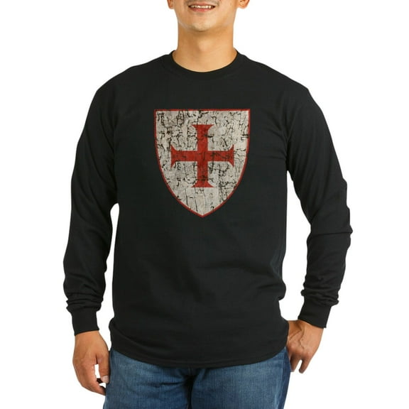 CafePress - Templar Cross, Shield Long Sleeve T Shirt - Long Sleeve Dark T-Shirt