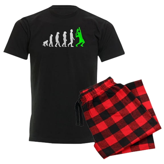 CafePress - Tennis Evolution (Green) Pajamas - Men's Dark Loose Fit Cotton Pajama Set