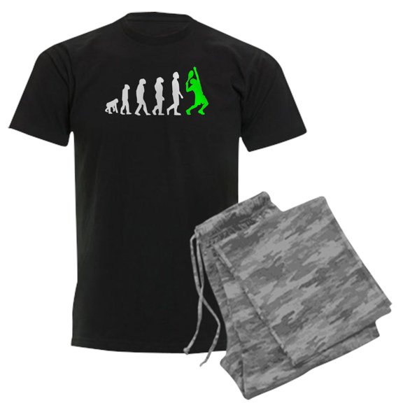 CafePress - Tennis Evolution (Green) Pajamas - Men's Dark Loose Fit Cotton Pajama Set