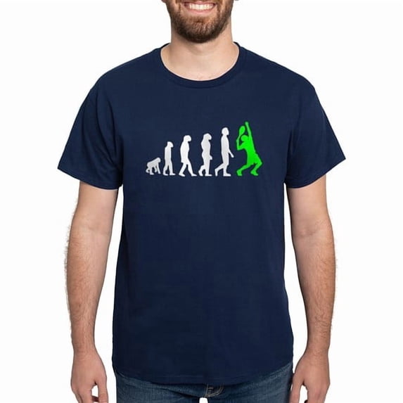 CafePress - Tennis Evolution (Green) T Shirt - Men's Classic Cotton T-Shirts