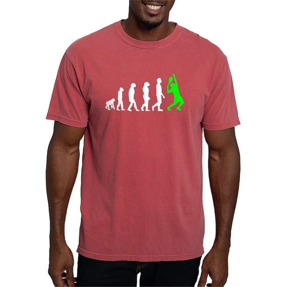CafePress - Tennis Evolution (Green) T Shirt - Mens Comfort Colors Shirt