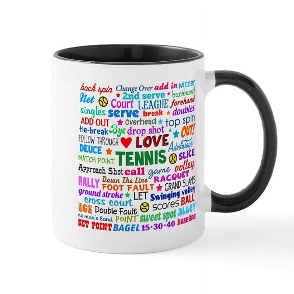 CafePress - Tennis Terms Mug - 11 oz Ceramic Mug - Novelty Coffee Tea Cup