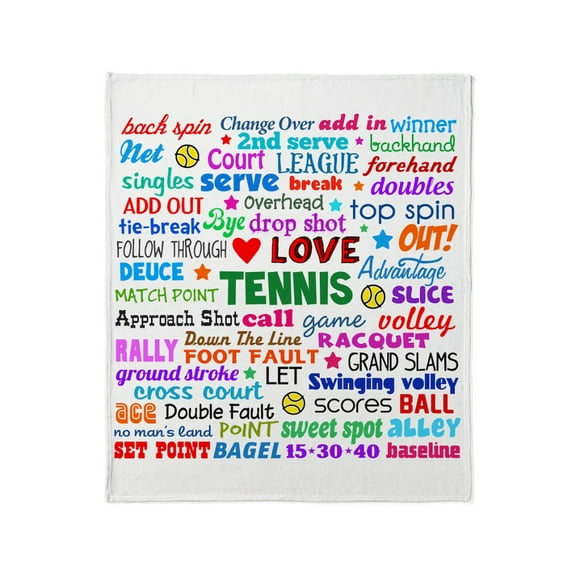 CafePress - Tennis Terms Throw Blanket - Soft Fleece Throw Blanket, 50"x60" for All Ages
