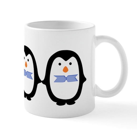CafePress - Teo Male Penguins Mug - 11 oz Ceramic Mug - Novelty Coffee Tea Cup