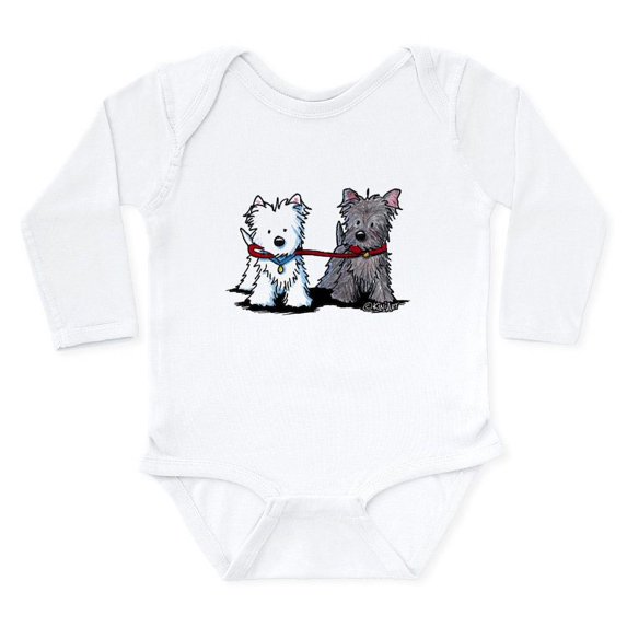CafePress - Terrier Walking Buddies Long Sleeve Infant Bodysui - Long Sleeve Cotton Baby Bodysuit