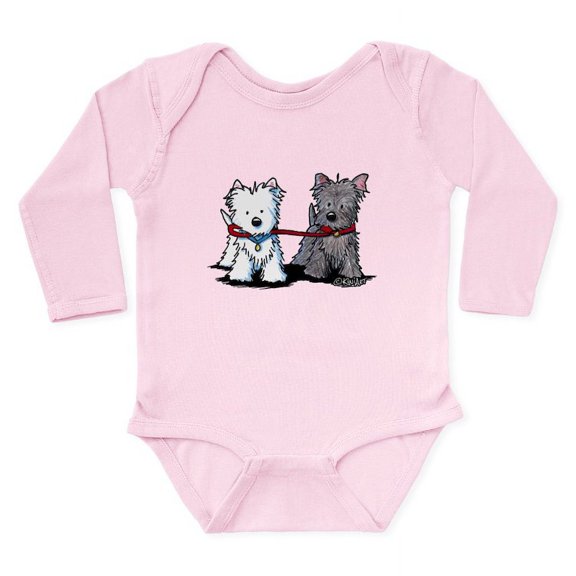 CafePress - Terrier Walking Buddies Long Sleeve Infant Bodysui - Long Sleeve Cotton Baby Bodysuit