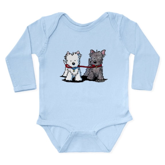 CafePress - Terrier Walking Buddies Long Sleeve Infant Bodysui - Long Sleeve Cotton Baby Bodysuit