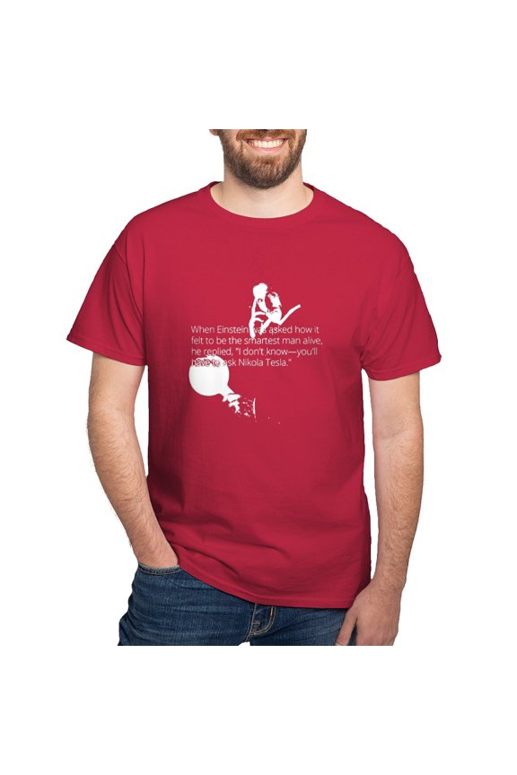 - Tesla Einstein Quote T Shirt - Men's Classic Graphic Cotton T-Shirt