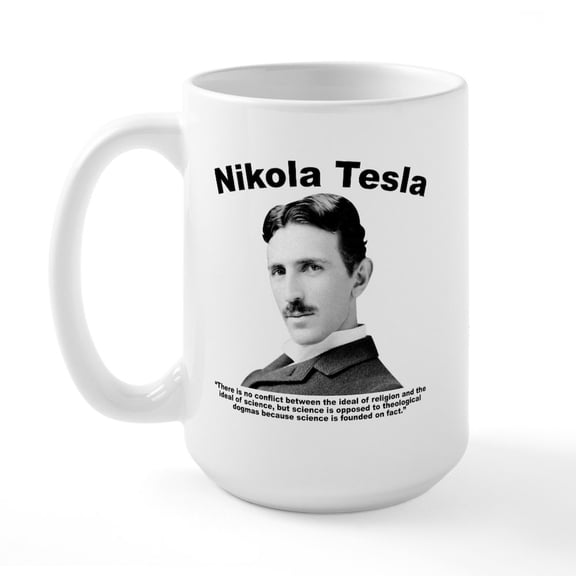 CafePress - Tesla: Religion Large Mug - 15 oz Ceramic Large White Novelty Mug