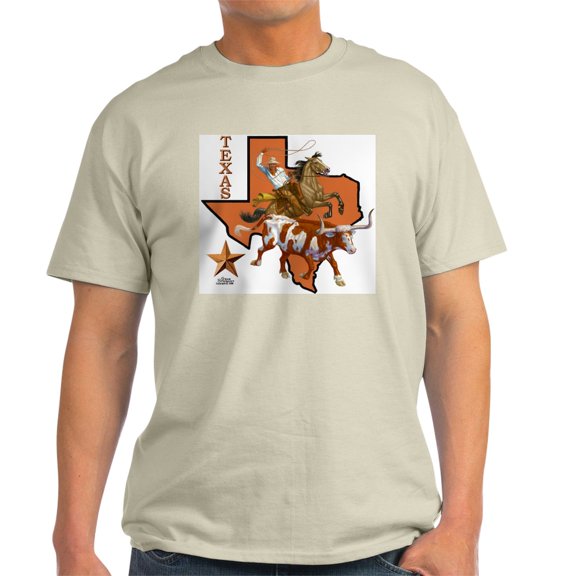 CafePress - Texas Cowboy & Longhorn Ash Grey T Shirt - Men's Classic Graphic T-Shirt