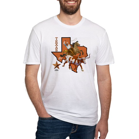 CafePress - Texas Cowboy & Longhorn Fitted T Shirt - Fitted T-Shirt, Vintage Fit Soft Cotton Tee