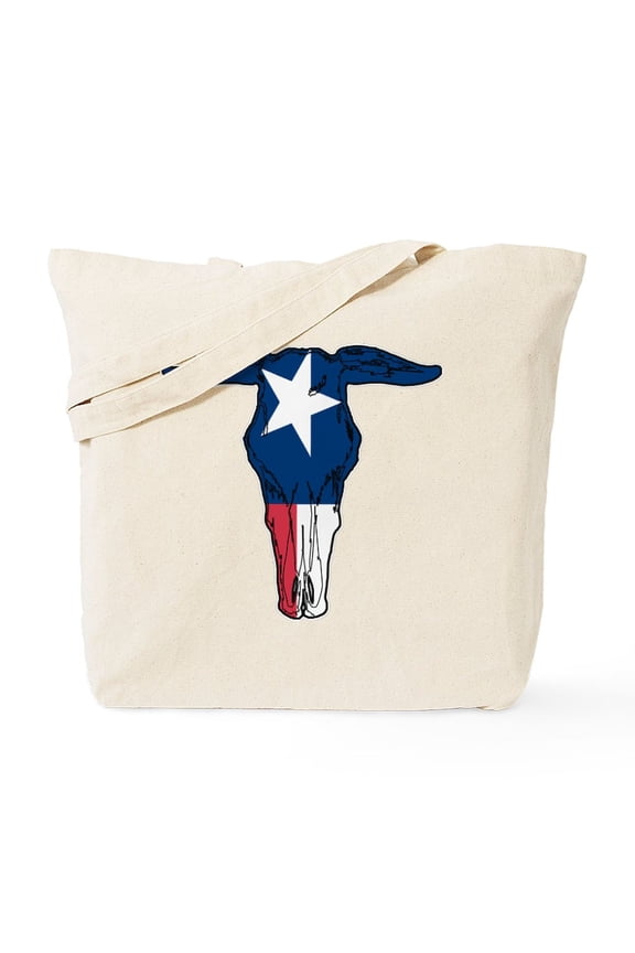 - Texas Flag Skull Tote Bag - Unisex Canvas Tote Bag, Beige, 1-Piece