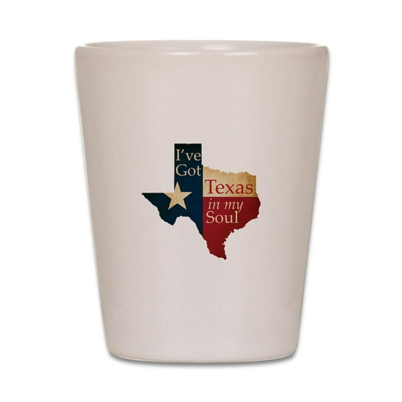 CafePress - Texas In My Soul - White Shot Glass, Unique and Funny Shot Glass