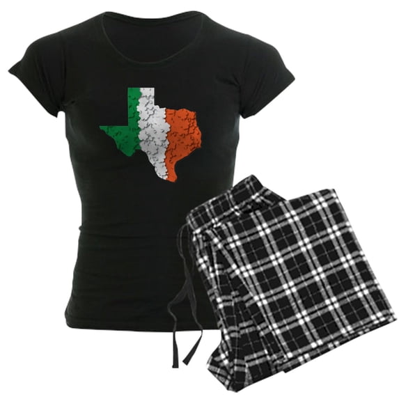 CafePress - Texas Irish Flag Women's Dark Pajamas - Women's Short Sleeve Print T-Shirt and Pants Dark Cotton Pajama Set