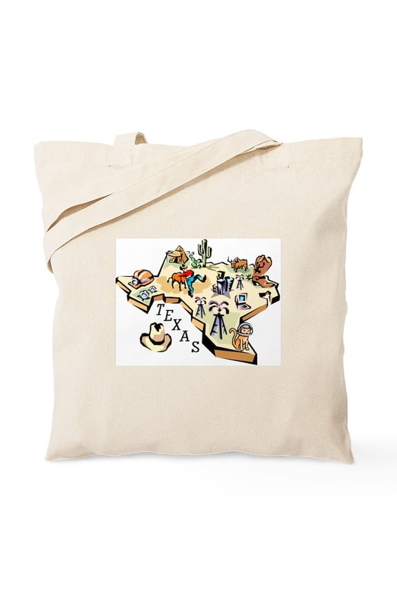 - Texas Map Tote Bag - Unisex Canvas Tote Bag, Beige, 1-Piece