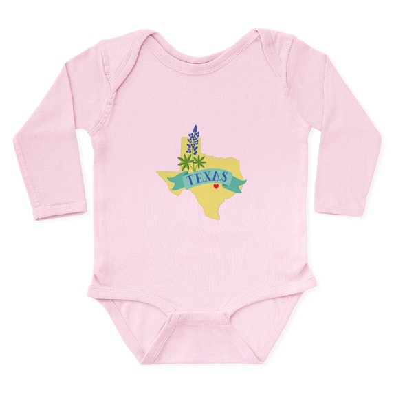 CafePress - Texas State Outline Bluebonnet Flower Body Suit - Long Sleeve Cotton Baby Bodysuit
