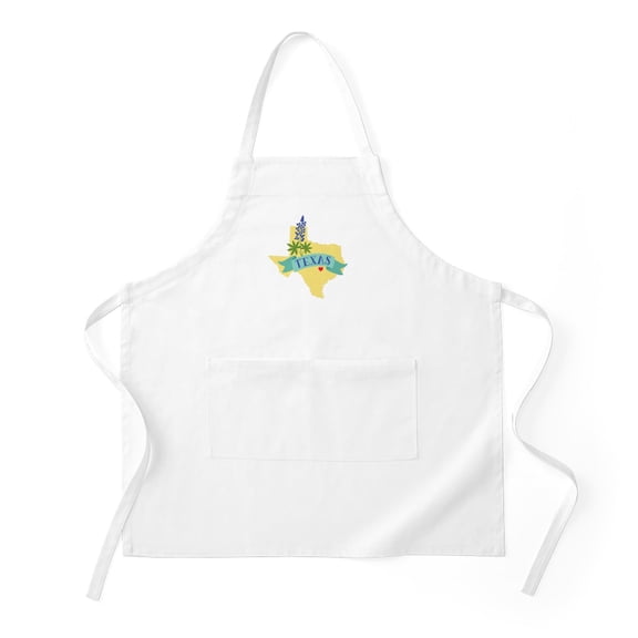 CafePress - Texas State Outline Bluebonnet Flower - Kitchen Apron with Pockets, Grilling Apron, Baking Apron