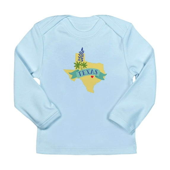CafePress - Texas State Outline Bluebonnet Flower Long Sleeve - Long Sleeve Infant T-Shirt