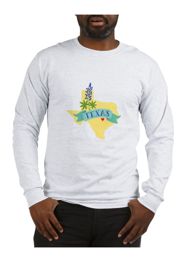 - Texas State Outline Bluebonnet Flower Long Sleeve - Unisex Cotton Long Sleeve T-Shirt