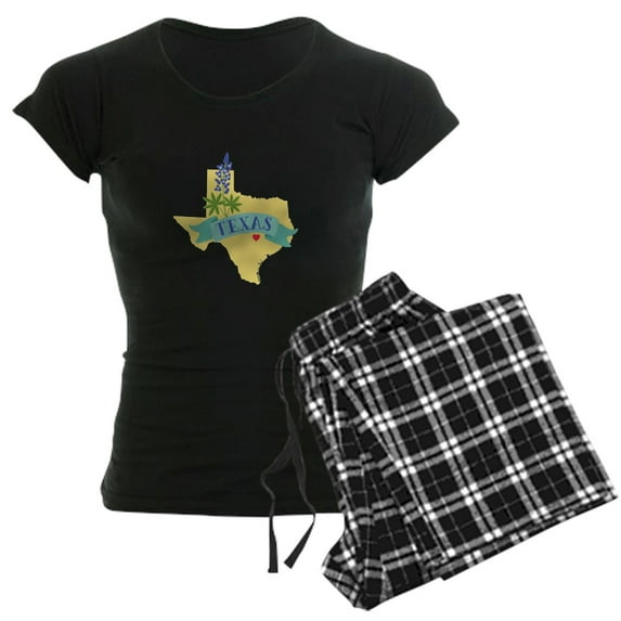 CafePress - Texas State Outline Bluebonnet Flower Pajamas - Women's Dark Pajamas