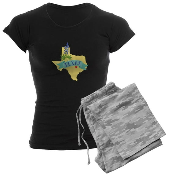 CafePress - Texas State Outline Bluebonnet Flower Pajamas - Women's Dark Pajamas