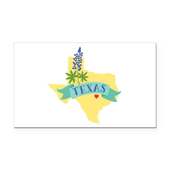 CafePress - Texas State Outline Bluebonnet Flower Rectangle Ca - Rectangle Car Magnet