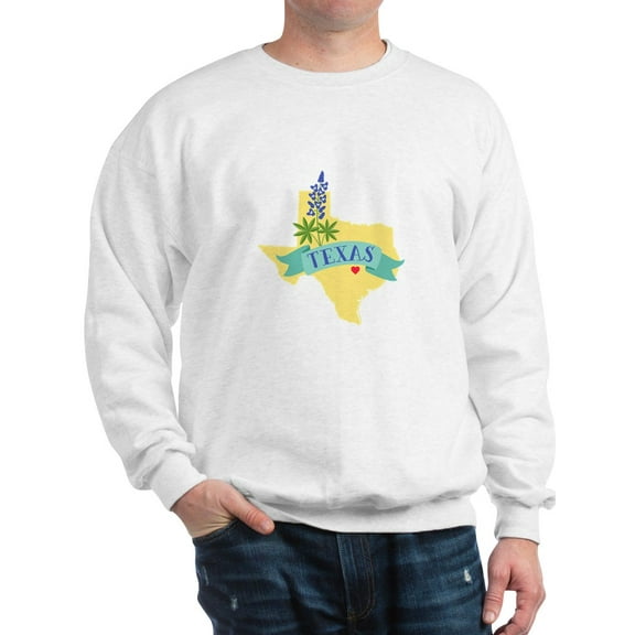 CafePress - Texas State Outline Bluebonnet Flower Sweatshirt - Crew Neck Sweatshirt