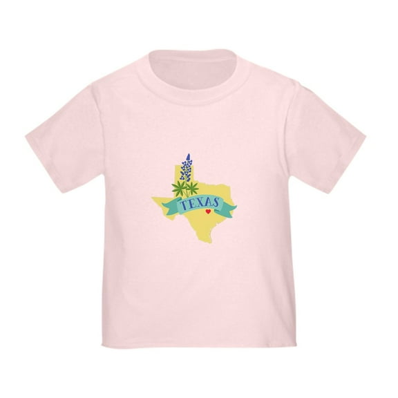 CafePress - Texas State Outline Bluebonnet Flower T Shirt - Cute Toddler T-Shirt, 100% Cotton