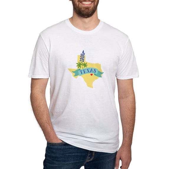 CafePress - Texas State Outline Bluebonnet Flower T Shirt - Fitted T-Shirt, Vintage Fit Soft Cotton Tee
