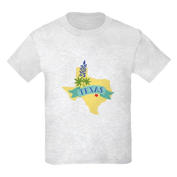 CafePress - Texas State Outline Bluebonnet Flower T Shirt - Light T-Shirt Kids XS-XL