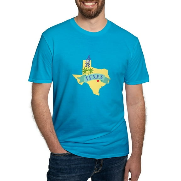 CafePress - Texas State Outline Bluebonnet Flower T Shirt - Men's Fitted T-Shirt