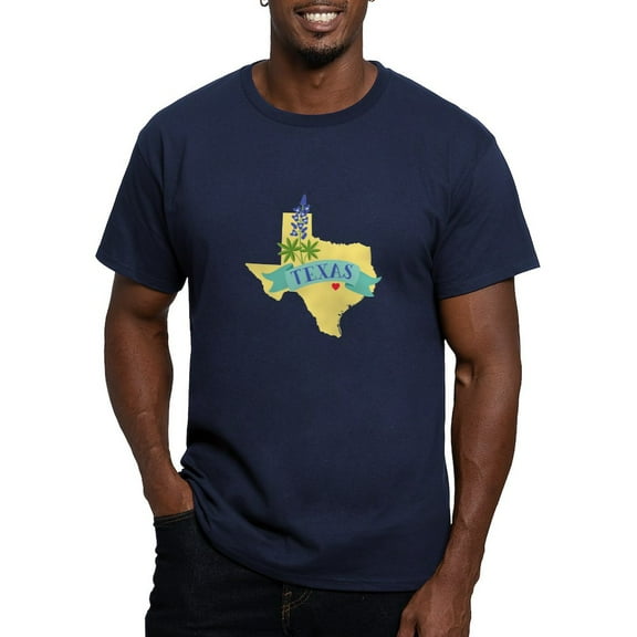 CafePress - Texas State Outline Bluebonnet Flower T Shirt - Men's Fitted T-Shirt