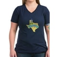 thumbnail image 1 of CafePress - Texas State Outline Bluebonnet Flower T Shirt - Women's V-Neck Dark T-Shirt, 1 of 1