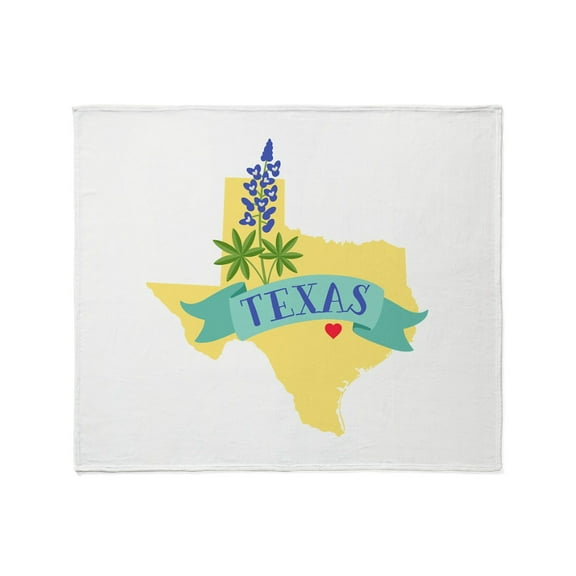 CafePress - Texas State Outline Bluebonnet Flower Throw Blanke - Soft Fleece Throw Blanket, 50"x60" for All Ages