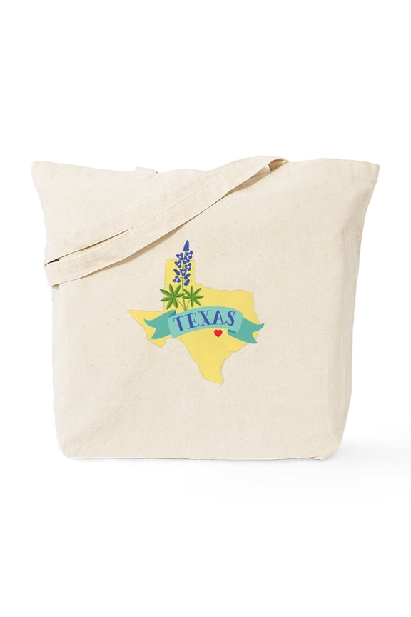 - Texas State Outline Bluebonnet Flower Tote Bag - Unisex Canvas Tote Bag, Beige, 1-Piece