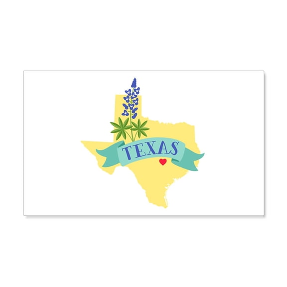 CafePress - Texas State Outline Bluebonnet Flower Wall Decal - 20x12 Wall Decal