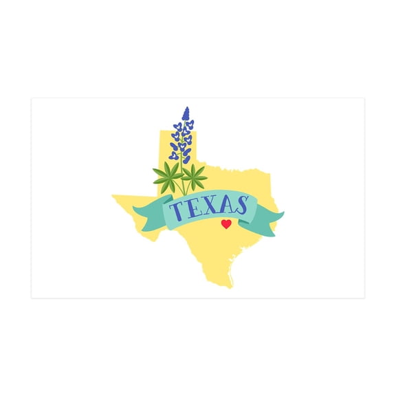 CafePress - Texas State Outline Bluebonnet Flower Wall Decal - 35x21 Wall Decal