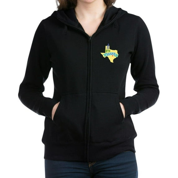 CafePress - Texas State Outline Bluebonnet Flower Women's Zip - Women's Zip Hoodie