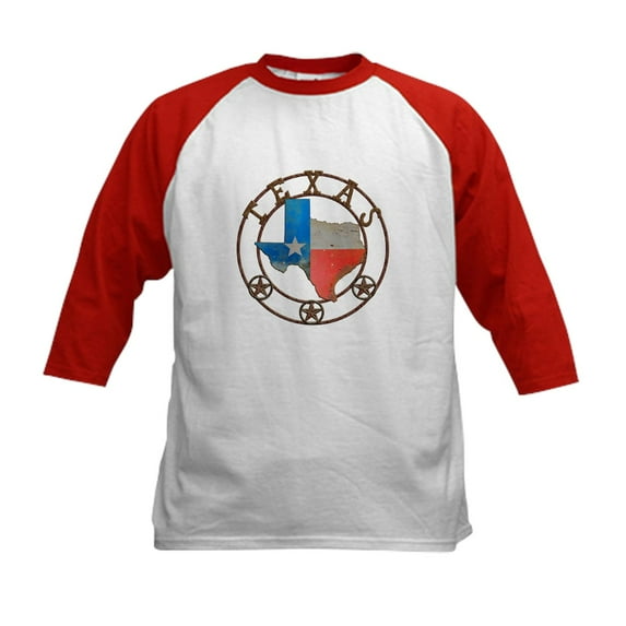 CafePress - Texas Wrought Iron Barn Art Baseball Jersey - Kids Cotton Baseball Jersey, 3/4 Sleeve Shirt